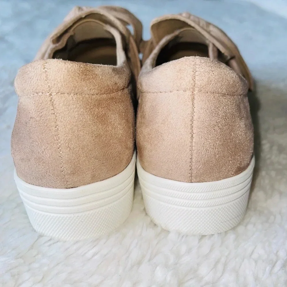 Comfort Atmosphere Taupe Pink Bow Suede Slip-on Sneakers 7.5 Women’s
